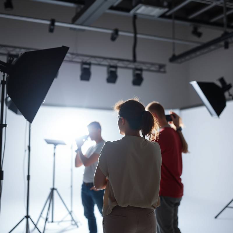 Students during a studio lighting exercise
