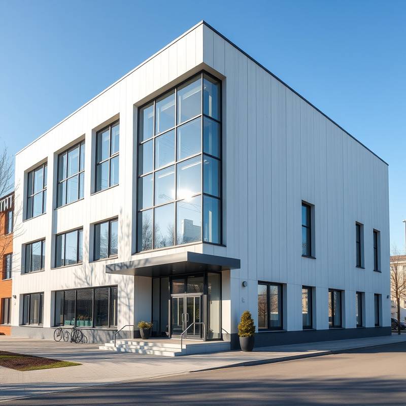 The studio building where courses held: A modern building with large windows, showcasing the exterior of CaptureLife Academy's studio in Saint Petersburg.
